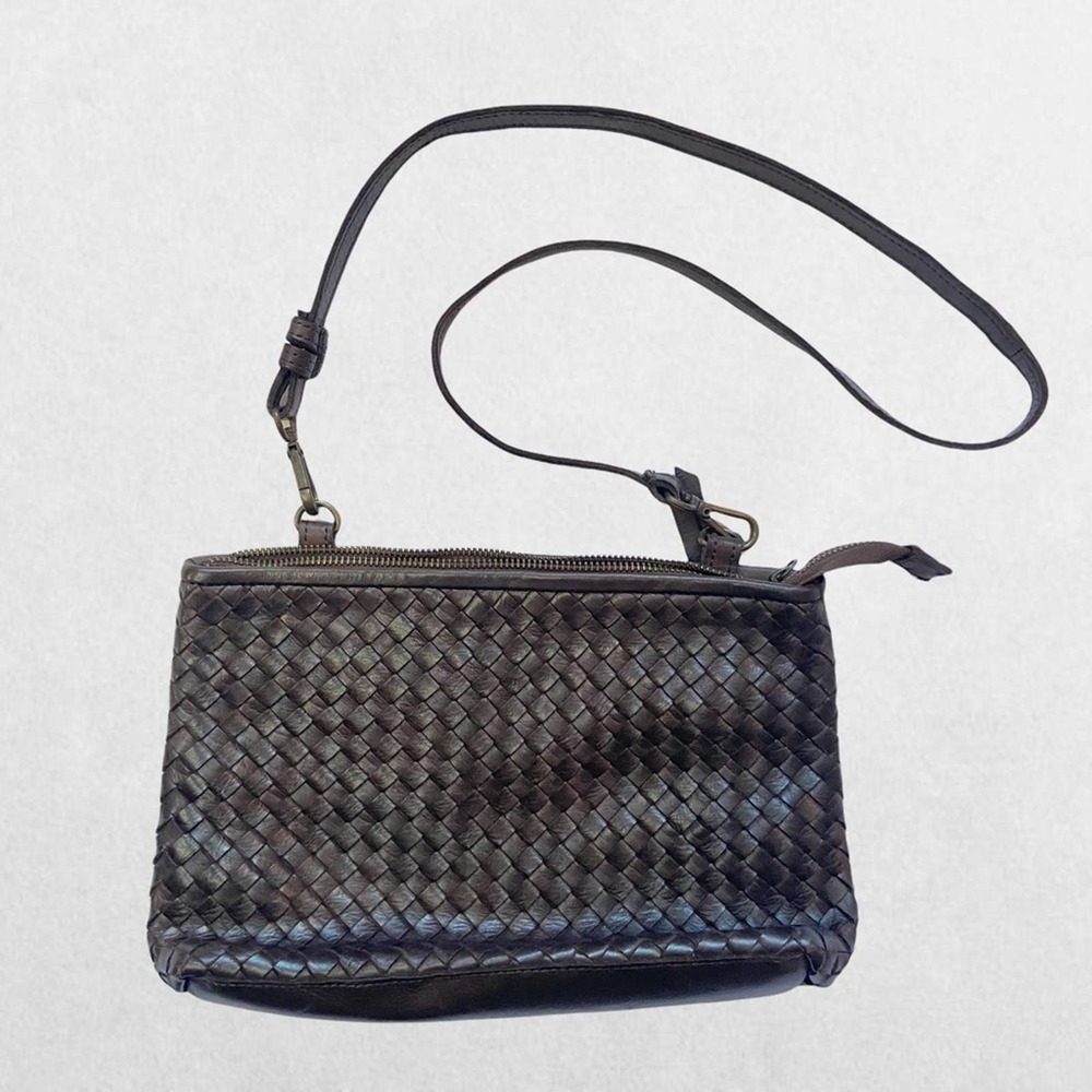 Valentina Leather Woven Shoulder Bag Purse